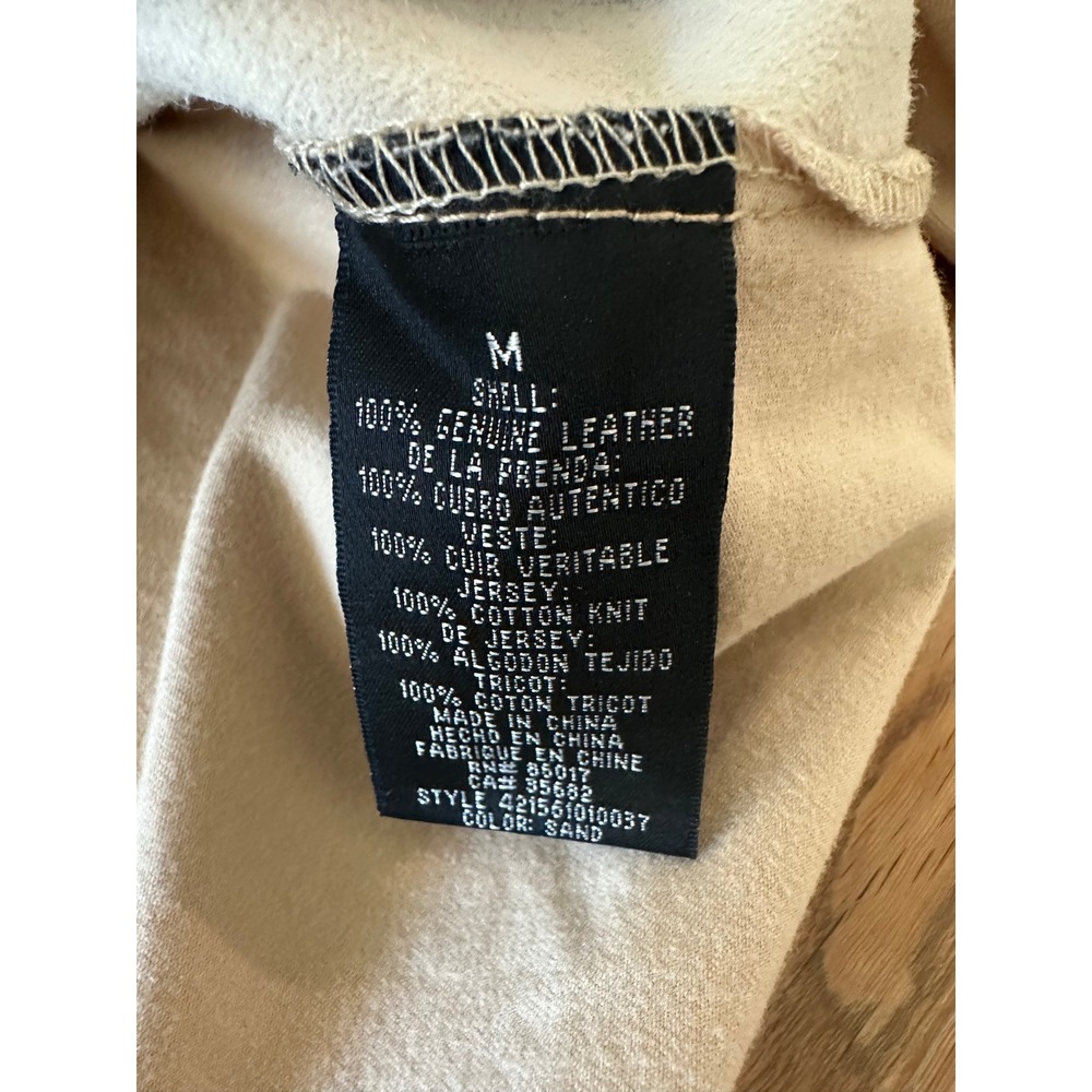 Bebe Y2K Sand Beige Genuine Leather & Cotton Knit Jacket - Size M - Picture 5 of 5